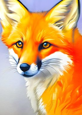 Watercolor portrait of fox