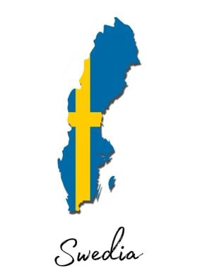Swedia Map With Flag