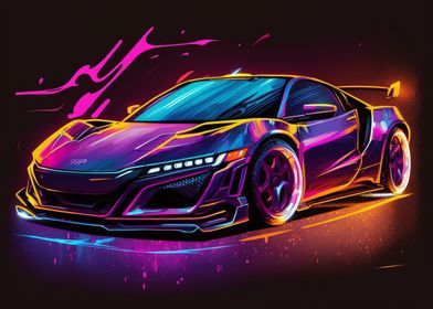 Neon Painted Acura NSX 