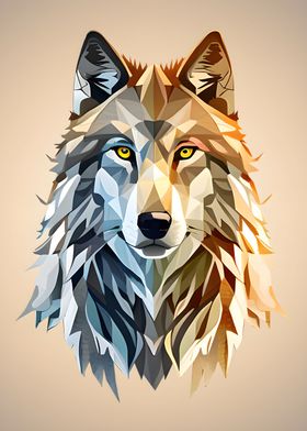 low poly beauty wolf