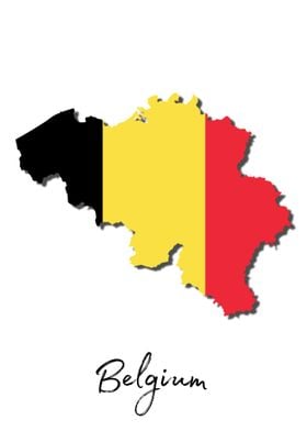 Belgium Map With Flag