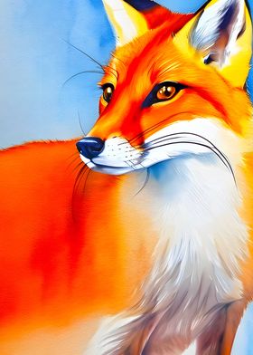 Fox on a blue background