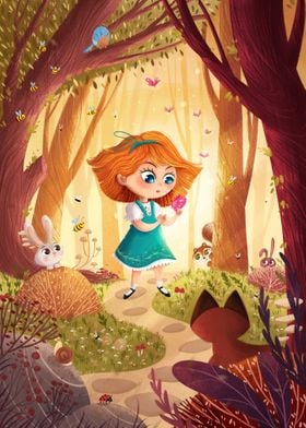  Little girl in the forest