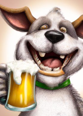 Funny Dog with Beer