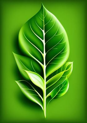 Minimalist Green Leaf Art