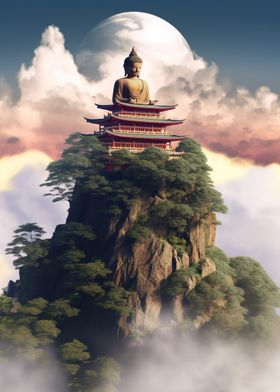 Buddha Mountain Top Moon