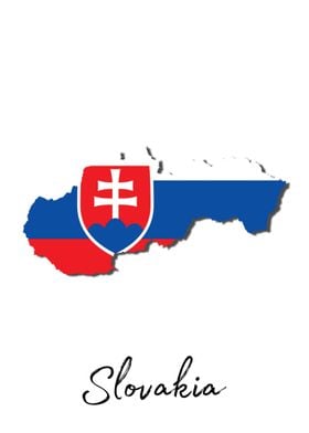 Slovakia Map With Flag