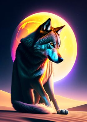 THE WOLF LOOKS AT THE MOON