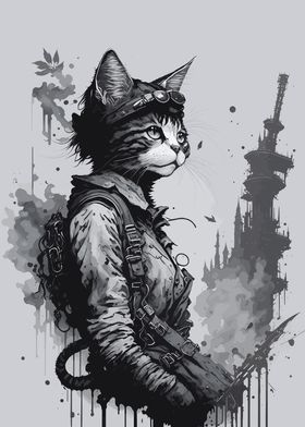 Cat Soldier Illustration