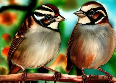 Two beautiful sparrows