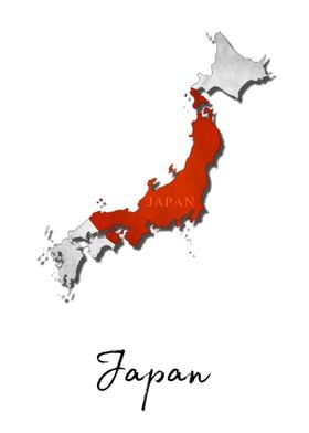 Japan Map With Flag