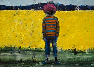 Clown in a yellow field