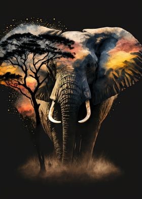 Elephant Sunset Animal