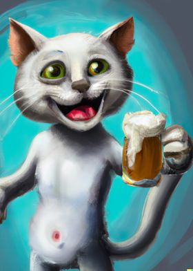 Happy Cat with Beer