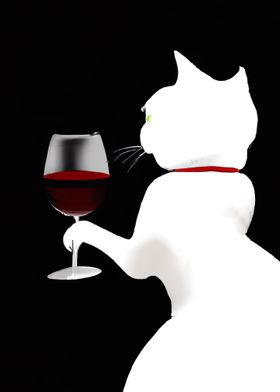 Cat with Wine