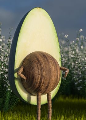 Avocado waiting for bus