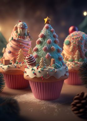 Christmas tree cupcakes