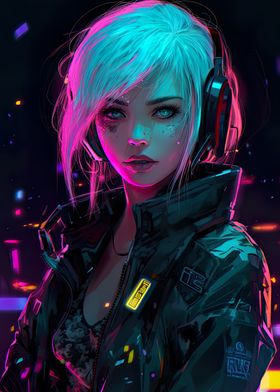 Cyberpunk Cute Anime Girl | Sticker