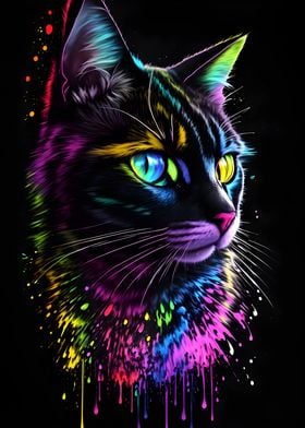 The Neon Cat Portrait