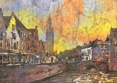 Bruges Belgium watercolor 