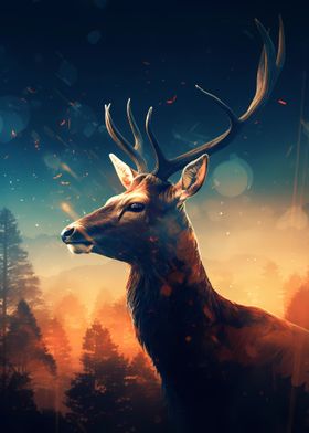 Deer Sunset