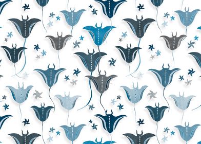Manta rays swimming