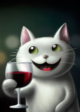 Cat with Wine