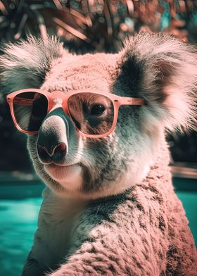 Neon Koala with Sunglasses' Poster, picture, metal print, paint by Makadur