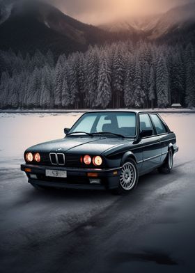 BMW E30 M3 on frozen lake