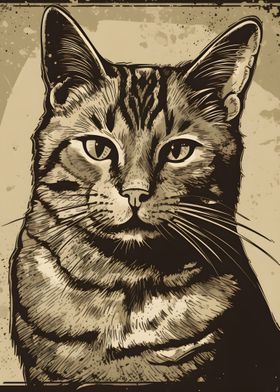 Cute Vintage Cat Portrait