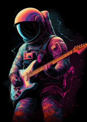 Astronaut Playing Guitar