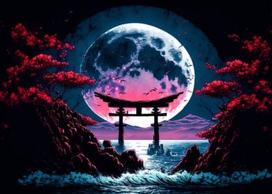 japanese landscape moon 