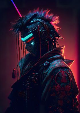 Samurai Cyberpunk Neon 