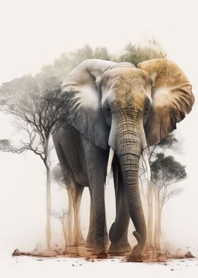 Elephant animal sunset