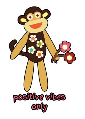 Sock Monkey Positive Vibes