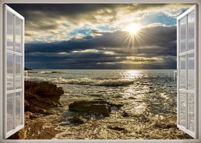 Window view sea coastal