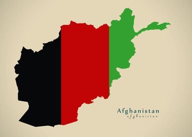 Afghanistan map with flag