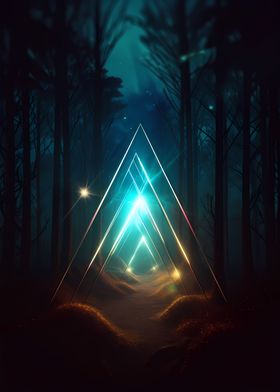 Neon Geometric Polygon Art