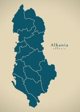 Albania map with counties