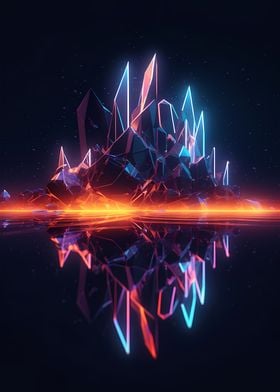 Neon Geometric Polygon Art