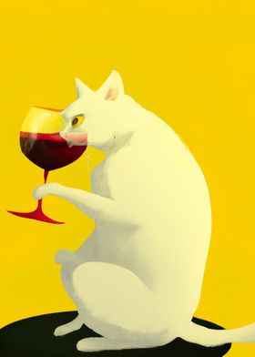 Cat with Wine