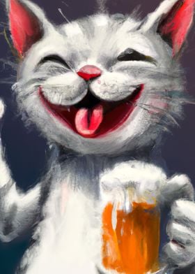 Happy Cat with Beer