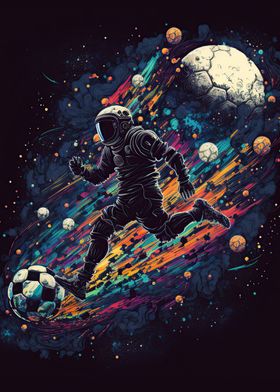 Astronaut playing football