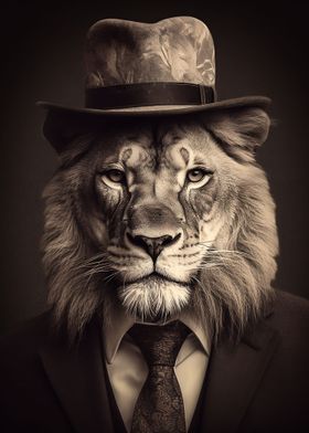 Cool Lion Animal in Suit