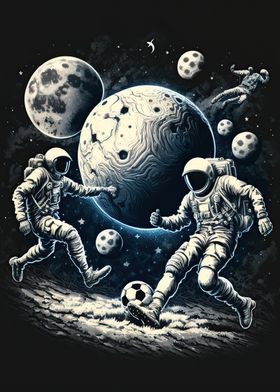 Astronaut playing football