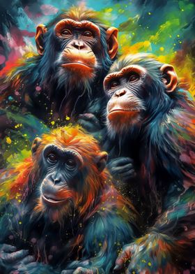 Monkeys painting