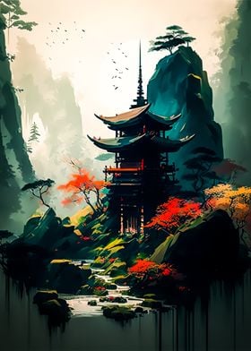 Ancient Japanese landscape
