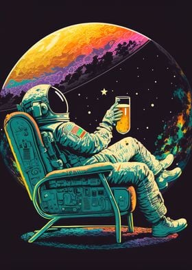 Funny astronaut with beer