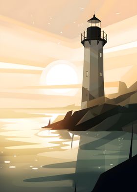 Simplistic Lighthouse Art