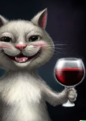 Cat with Wine